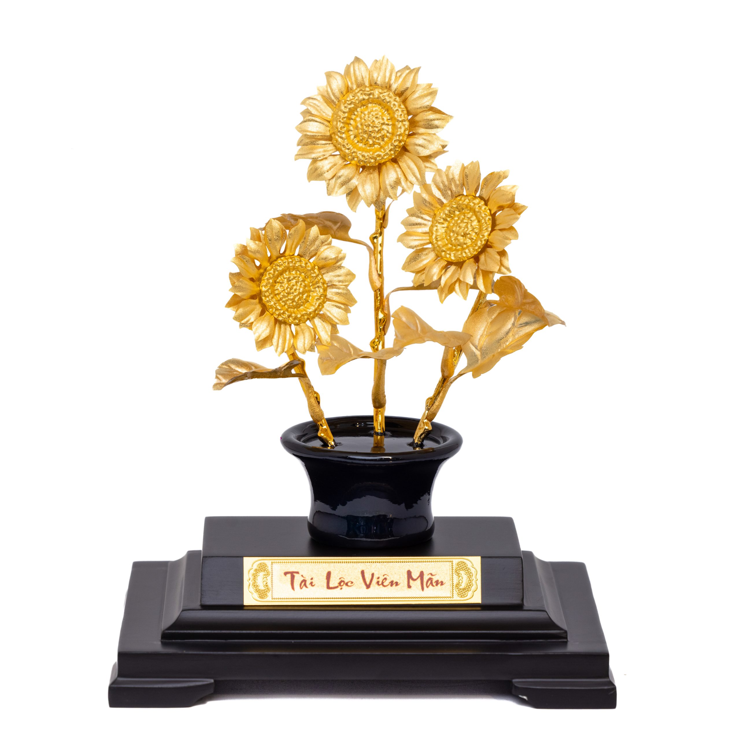 Chậu Hoa Hướng Dương Dát Vàng 24K