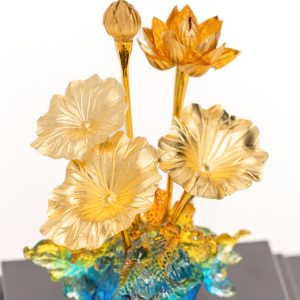 Chậu Hoa Sen Dát Vàng 24k