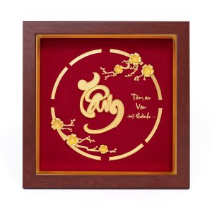 Chữ Tâm Thư Pháp Dát Vàng 24K