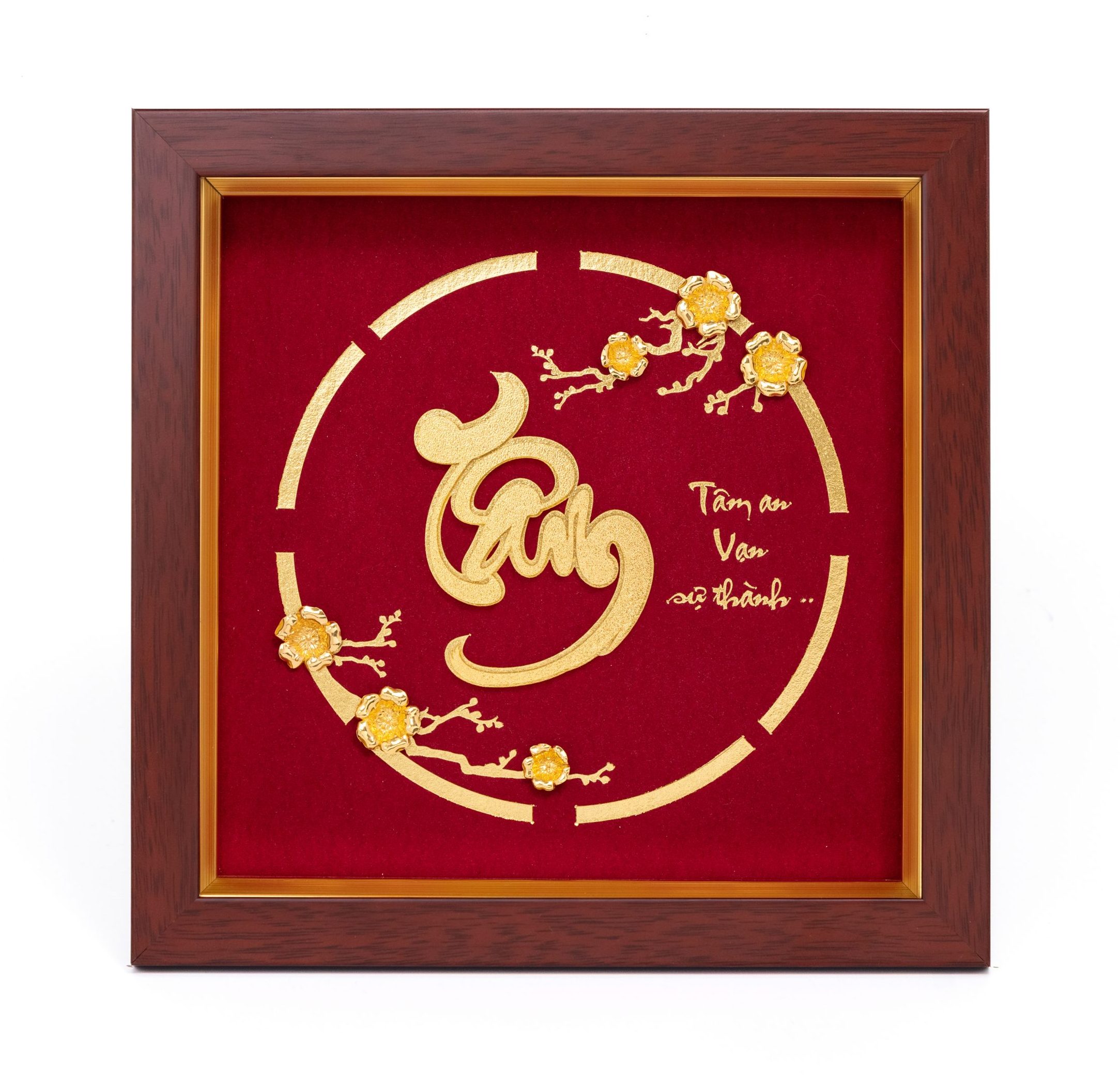 Chữ Tâm Thư Pháp Dát Vàng 24K (2) Chữ Tâm Thư Pháp Dát Vàng 24K