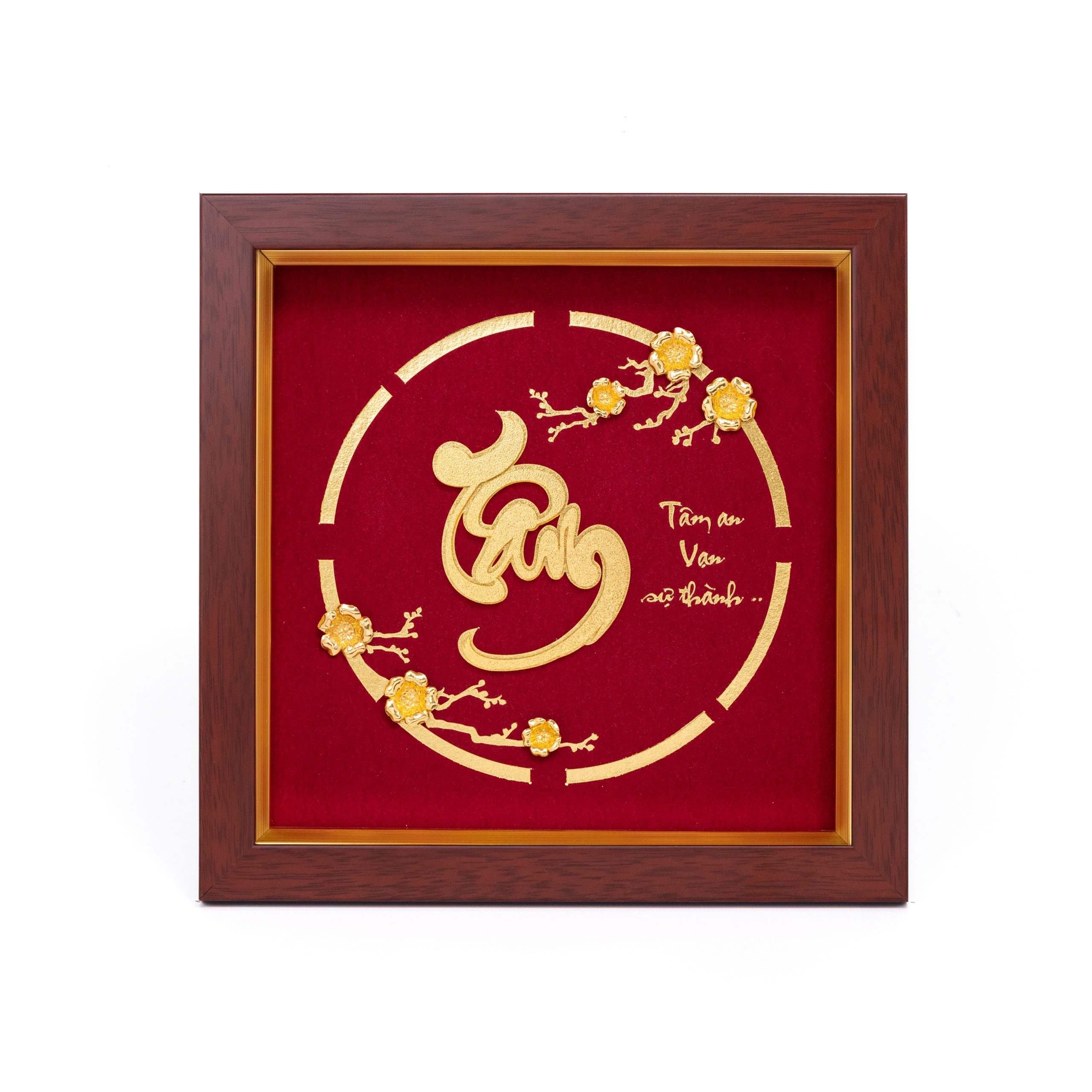 Chữ Tâm Thư Pháp Dát Vàng 24K