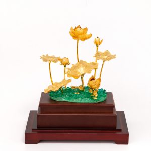 Hoa Sen Để Bàn Dát Vàng 24K