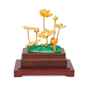 Hoa Sen Để Bàn Dát Vàng 24K