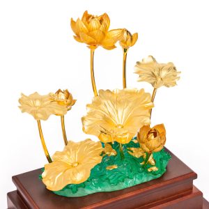 Hoa Sen Để Bàn Dát Vàng 24K