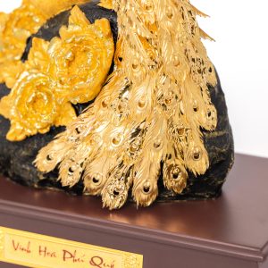 Chim Công Hoa Mẫu Đơn Phú Quý Dát Vàng 24K