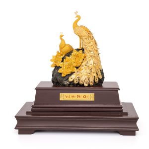 Chim Công Hoa Mẫu Đơn Phú Quý Dát Vàng 24K