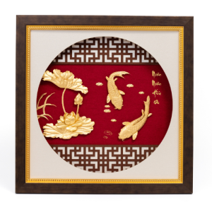 Tranh Cá Chép Hoa Sen dát vàng 24K