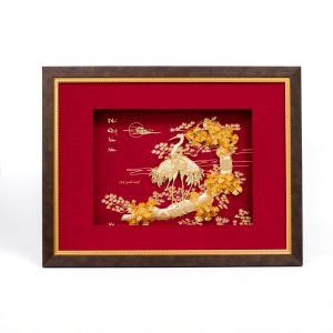 Tranh Chim Hạc Phúc Lộc Trường Thọ 24K