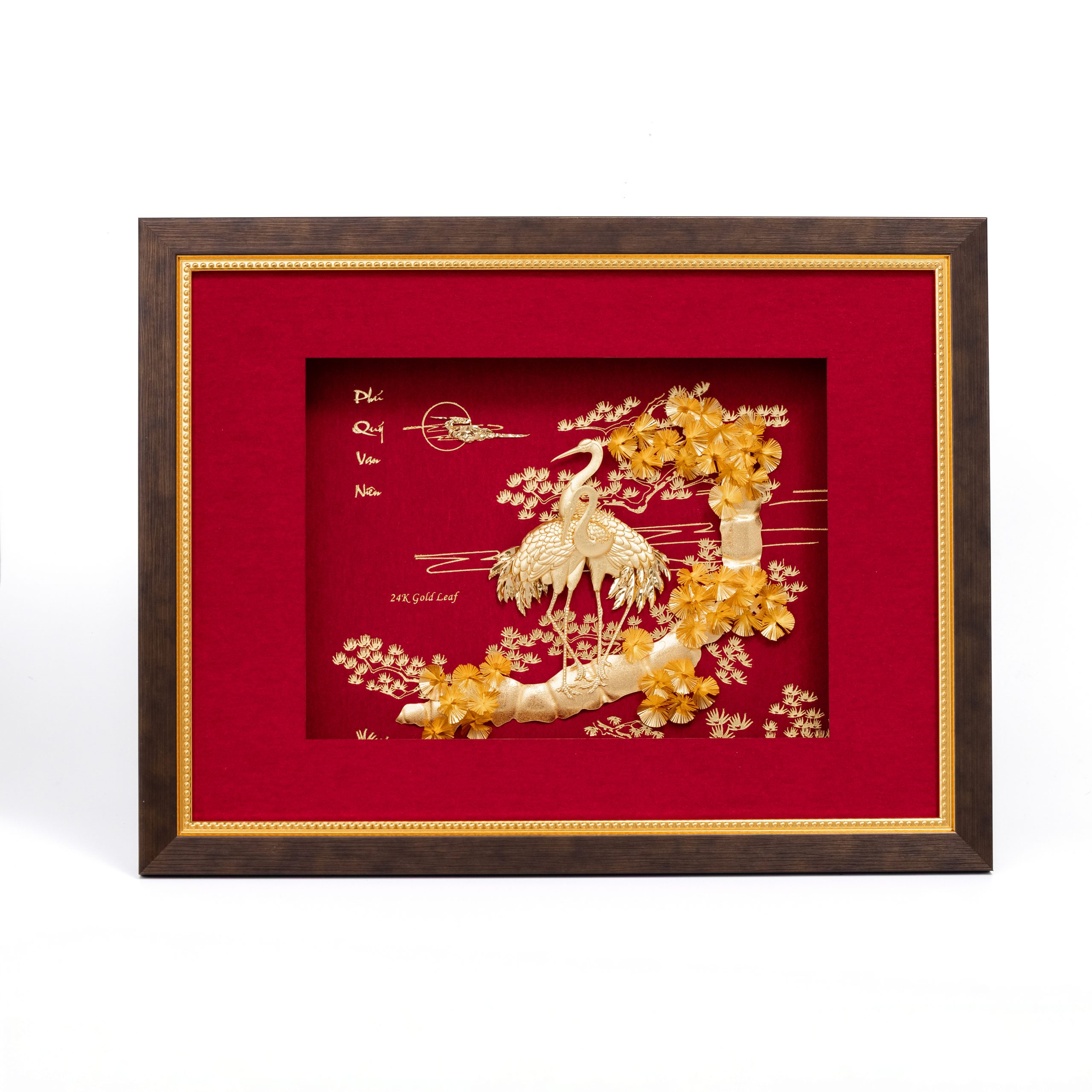 Tranh Chim Hạc Phúc Lộc Trường Thọ 24K