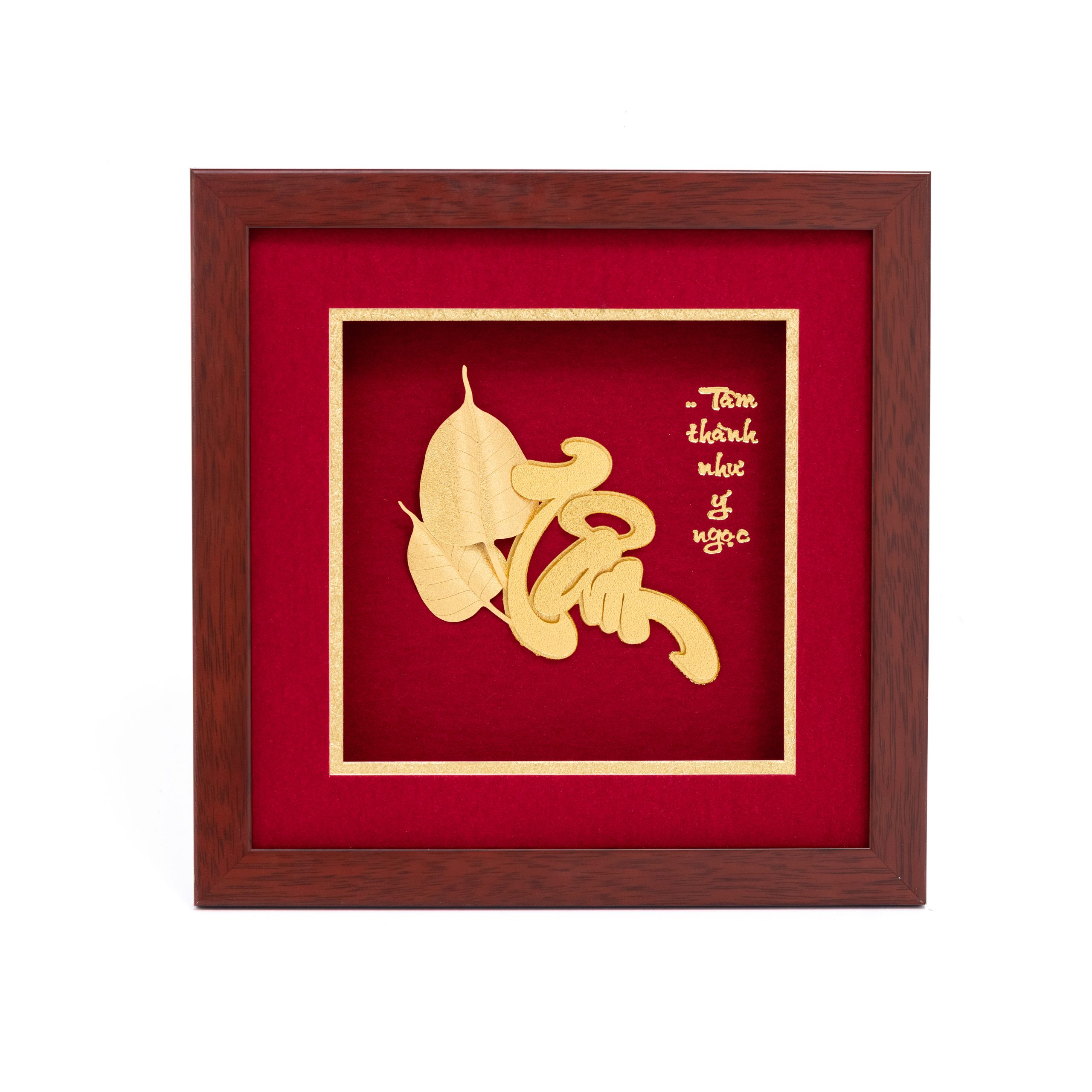 Tranh Chữ Tâm Dát Vàng 24K