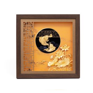 Tranh Song Ngư Liên Hoa Dát Vàng 24K