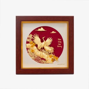 Tranh Tùng Hạc Diên Niên Dát Vàng 24K