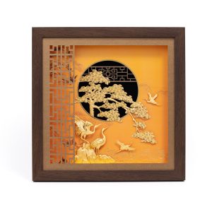 Tranh Tùng Hạc Diên Niên Mạ Vàng 24K