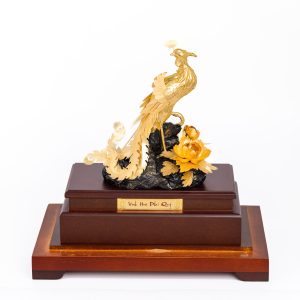 Tượng Chim Khổng Tước Dát Vàng 24K