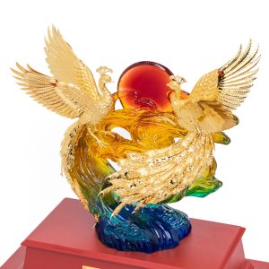 Tượng Đôi Chim Phượng Hoàng Dát Vàng 24K